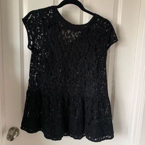 Halogen black lace peplum top M